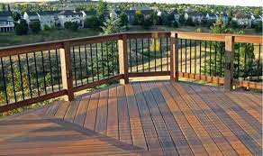 W traditional green treated deck wood stair railing. Support And Privacy With These Gorgeous Deck Railing Ideas
