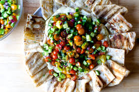 Roasted red bell pepper hummus. Hummus Heaped With Tomatoes And Cucumbers Smitten Kitchen