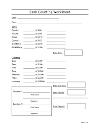 Cash Count Sheet Template Counting Worksheets Bookkeeping Templates Money Template