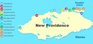 New providence and paradise island. New Providence Beaches Map