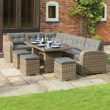 Hi, we are offering 2 packages to make your garden a cosy place to spend time in this summer. 9 Seater Outdoor Dining Set Natural Grey Rattan Corner Sofa Garden Furniture Rattan Corner Dining Set Corner Dining Set Garden Furniture Sets