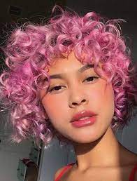 Best Short Curly Pink Haircut Styles For Women In Year 2020 Curly Pink Hair Curly Hair Styles Dyed Hair