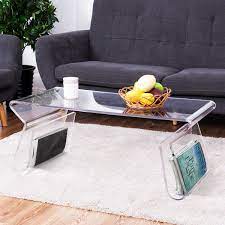 38 Clear Acrylic Coffee Table With Integrated Magazine Rack Acrylic Coffee Table Coffee Table Furniture