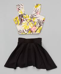 Look At This Just Kids Black Floral Crop Top Set Girls On Zulily Today Crop Top Outfits Girls Crop Tops Girl Outfits