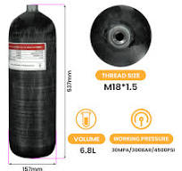 TUXING 4500PSI 300BAR 30Mpa 6.8L Carbon Fiber Cylinder High Pressure Tank  PCP Cylinder Diving Tank HPA Paintball Airsoft Air Rifle Gun Thread M18*1.5