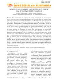 Baik dalam manufaktur maupun industri. Pdf Mengelola Manajemen Logistik Dengan Efektif Di Universitas Negeri Semarang