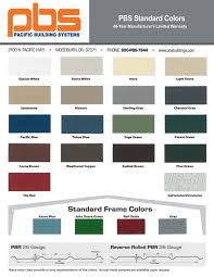 Steel Building Color Charts Pacific Building Systems