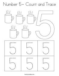 Number 5 Count And Trace Coloring Page Twisty Noodle Math Activities Preschool Preschool Number Worksheets Tracing Worksheets Preschool