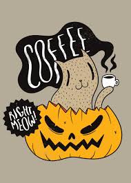 Sugar skull with mustache halloween coffee. Halloween Coffee Cat Poster By Stonerplates Displate