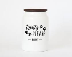 Dog treat container dog treat jar treat box puppy gifts pet gifts animal decor gifts for pet lovers dog accessories dog treats. Treats Please Dog Treat Jar Personalized Pet