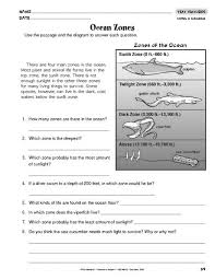 Reading Worksheet Text Features The Mailbox Ocean Lesson Plans Ocean Zones Text Features