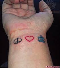 The tattoo would look best on the ankle, the nape of the neck, the wrist and behind the ear. Peace And Heart Symbol Tattoos On Wrist