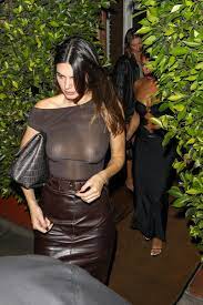Kendall Jenner frees the nipple in see-through top for dinner with Hailey  Bieber