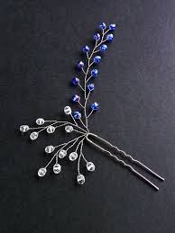 Blue Crystals Hair Pin Wedding Hairpin Royal Blue Rhinestone Royal Blue Hair Pin Something Blue Bridal Hair P Crystal Hair Pins Hair Pins Diy Blue Wedding Hair