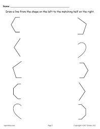 Basic Shapes For Kids Black And White Shapes Matching Worksheets Match The Missing Half Shapes Worksheets Shape Matching Matching Worksheets