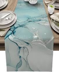 Blink smart security for every home. Buy Eclectichome Marble Aqua Table Runner Marble Textured Burlap Table Runner 72 Inches Long Abstract Table Runners Dresser Scarves For Dining Room Kitchen Wedding Holiday Party Table Decor 14x72 Online In Turkey B092295q6v