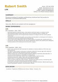 Lvn Resume Samples Qwikresume