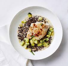 Rezept Zander Mit Linsen Und Schmorgurken Schmorgurken Rezepte Lebensmittel Essen