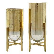 Each mercury glass candle holders was separated to storage, carefully wrapped to avoid damage. Set Of 2 Aluminum And Mercury Glass Candle Holders With Round Base Gold Venus Williams Collection Target