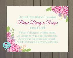 Please Bring A Recipe Instead Of A Card Insert For Bridal Etsy In 2021 Bridal Shower Invitations Cute Bridal Shower Gifts Bridal Shower Brunch