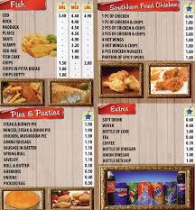 Charlie S Fish Chips Menu Menu For Charlie S Fish Chips Barking London