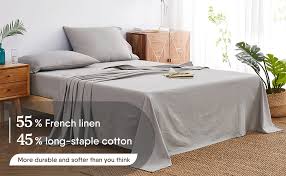 Linen sheets, with their cool rumpled vibe, have always appealed to me. Amazon Com Dapu Linen Cotton Sheets Set 55 French Linen 45 Long Staple Cotton Gray Linen Cotton Twin Flat Fitted And 2 Pillowcase Kitchen Dining