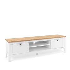 Tv bank in weiß hochglanz und eiche dekor 150 cm breit. Newroom Tv Board Eireen Tv Lowboard Weiss Wildeiche Vintage Landhaus Tv Schrank Fernsehtisch Rack Wohnzimmer Online Kaufen Otto