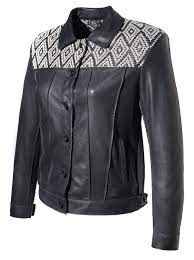 Hand Weave Jacquard Pattern Women Leather Designer Jacket Leather Jacket Jacket Design Woven Shirt