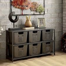 Metal Industrial Rustic Modern Storage Console Table With Bins New Unbranded Industrial Metal Storage Shelves Industrial Home Design Furniture Of America