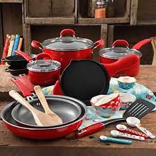 So, check out the reviews, and know everything about these cookware. Amazon Com The Pioneer Woman Vintage Speckle 24 Piece Mother S Day Cookware Combo Set Red Kitchen Dining