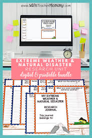 Extreme Weather And Natural Disasters Research Unit Google Printable Bundle Wife Teacher Mommy In 2020 Natural Disasters Extreme Weather Research Skills