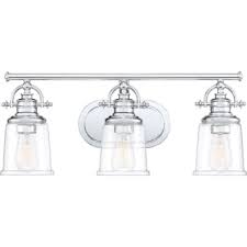 These crystal vanity lights absolutely dazzle, glimmering cheerily even glass bath vanity sconce: Quoizel Grt8603c Polished Chrome Grant 3 Light 23 Wide Bathroom Vanity Light Lightingdirect Com