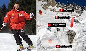 Six years after michael schumacher sustained a brain injury from a skiing accident, the formula 1 world champion's health condition remains cloaked in secrecy. Michael Schumacher Still Fighting For Life After Hitting Four Rocks In Ski Accident Daily Mail Online
