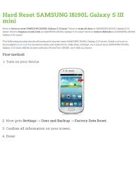 But when you check out our reasons to choose a samsung galaxy s8 over. Hard Reset Samsung I8190l Galaxy S Iii Mini Manualzz