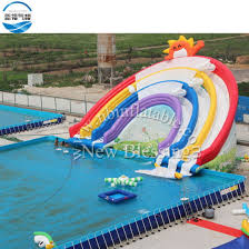 Chine Rainbow Cartoon Piscine Gonflable Geant Diapositive Big Glissades D Eau Pour La Vente Acheter Faites Glisser Gonflable Sur Fr Made In China Com