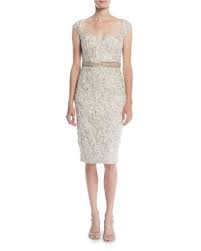 Jovani Embellished Lace Cocktail Dress W Beaded Waist Cocktail Dress Lace Cocktail Dress Dresses