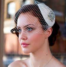 Vintage Style Bridal Headdress With Detachable Birdcage Veil In Pleated Silk White Ivory Cream Ch Vintage Wedding Hats Bridal Headdress Wedding Veils Short