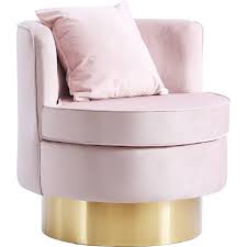 Pink and gold accent chair. Meridian 576pink Kendra Accent Chair In Pink Velvet On Gold Swivel Base