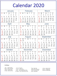 Printable 2020 Calendar With Federal Holidays Holiday Calendar Printable Blank Calendar Template Holiday Calendar
