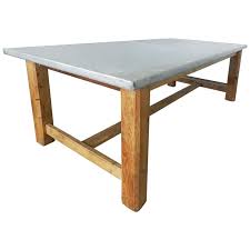The restoration hardware zinc top, there was a recall last year because of lead in the table, which would definitely be an issue with little kids who are particularly vulnerable to the effects of lead ingestion. Midcentury Zinc Top Kitchen Dining Table French Pine Worktable Circa 1950 At 1stdibs