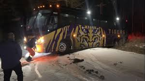Bus used for LSU Basketball slides off the road in Arkansas