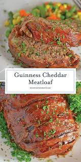 Guinness And Cheddar Meatloaf Is Packed With Vegetables Simmered In Stout Beer And Fresh Sage Topped With Meat Dinners Bacon Wrapped Meatloaf Easy Meat Recipes