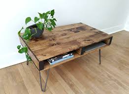 Then, while cleaning out the cabinet in my workshop i cam across 3 hairpin legs. Pallet Coffee Table Finished In Walnut With 12 Industrial Hairpin Legs Modern Rustic Reclaimed Furniture Woodify Canada