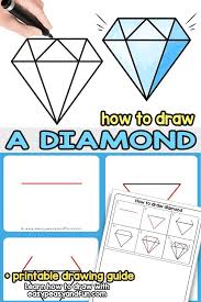 How To Draw A Diamond Step By Step Diamond Drawing Tutorial With Printable Diamond Drawing Drawing Tutorial Drawings