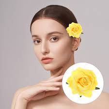 4pièces Épingle À Cheveux Fleur Rose Lot De Accessoires De Coiffure Pour  Fête Hawaïenne Mariage Voyage Jaune : Amazon.fr: Beauté et Parfum