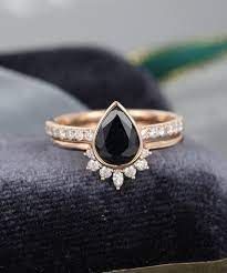 2pcs Pear Shaped Black Onyx Engagement Rose Gold Engagement Etsy In 2021 Black Onyx Engagement Ring Onyx Engagement Ring Vintage Engagement Rings Unique