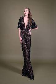 Emily G Sequin Fringe Embroidery Jumpsuit With Detachable Train
