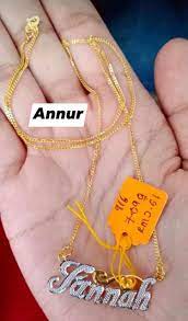 Nama toko ini memakai kata yang berulang. Contoh Loket Nama Sedia Emas Kelantan Annur Jewellery Facebook