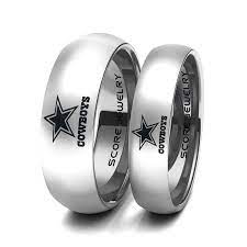 Any Team 2 Piece Couple Set 8mm 6mm Silver Tungsten Bands With Domed Edge Nfl Dallas Cowboys Rings Dallas Cowboys Logo Dallas Cowboys