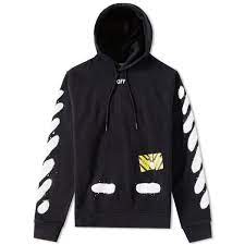Off White Diagonals Spray Hoody Black White End